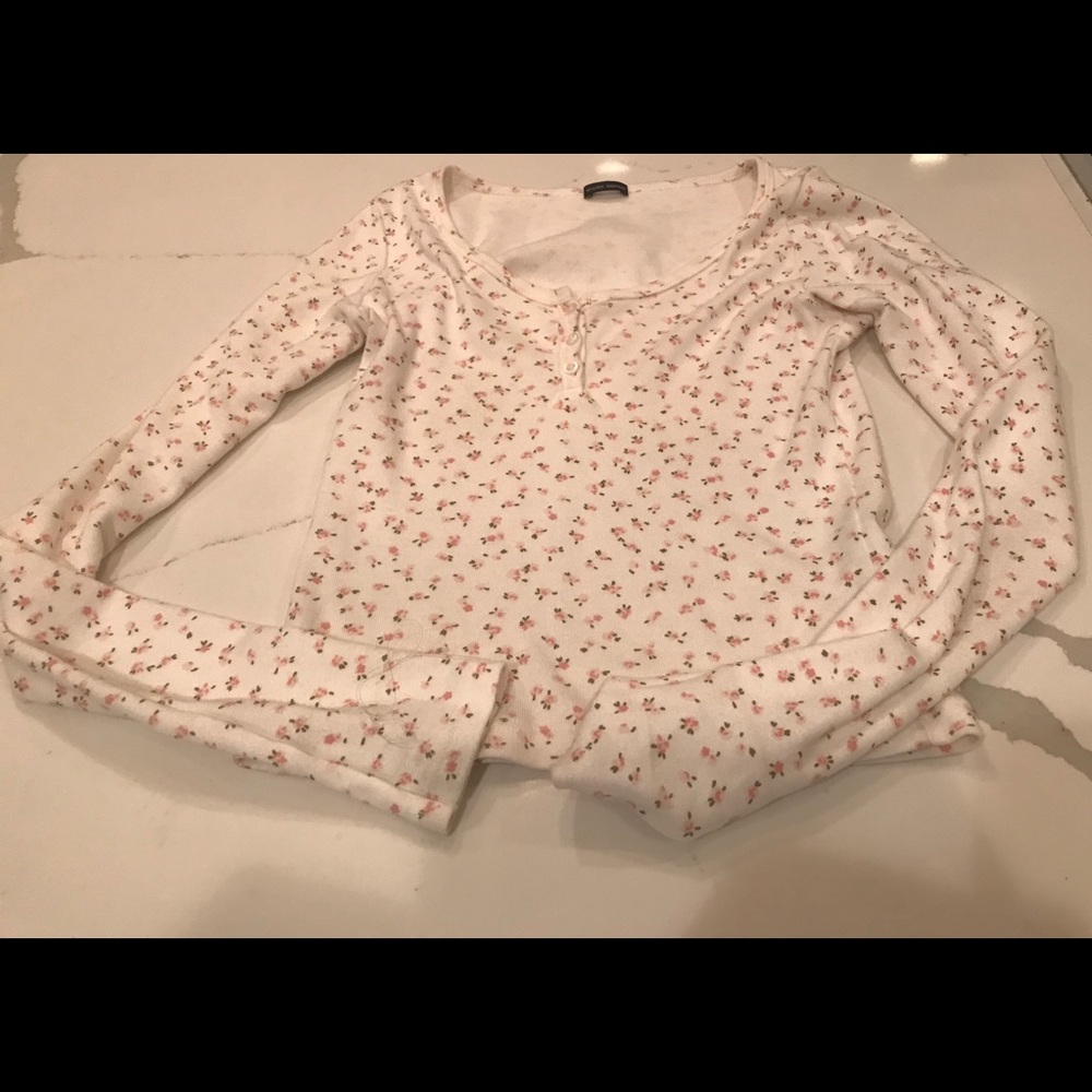 pink and white floral brandy melville long sleeve
